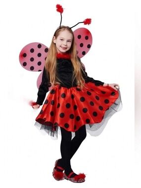Girl Sleeved Ladybug Costume Size 8-10